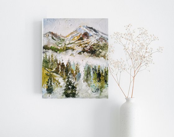 Small oil painting, Forest painting, Landscape wall art