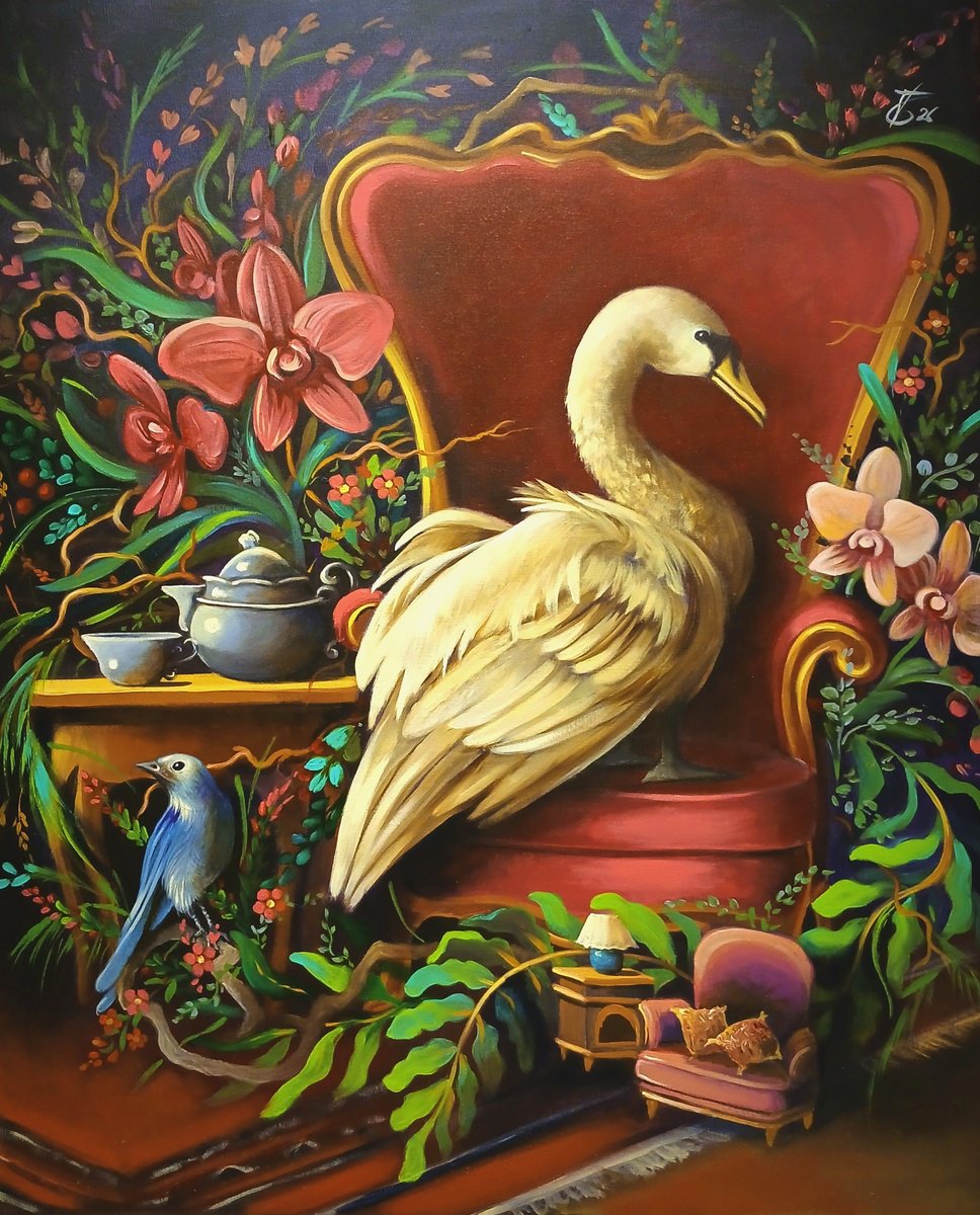 Surrealistic Acrylic Painting , Double Living Room By Valentina Toma