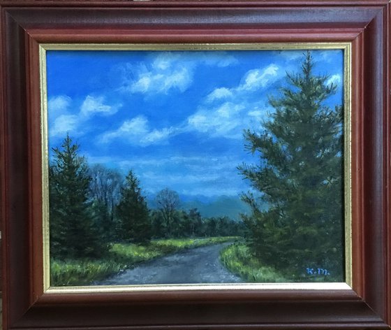 BACKROAD SUNSHINE - oil 8X10 (SOLD)