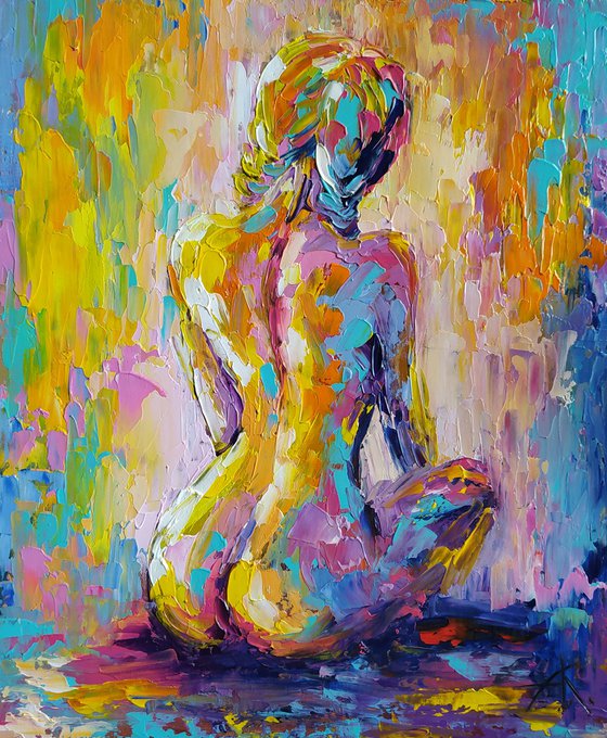 Early morning -  nude, erotic, body, woman, woman body, oil painting, a gift for him, gift for man, nu