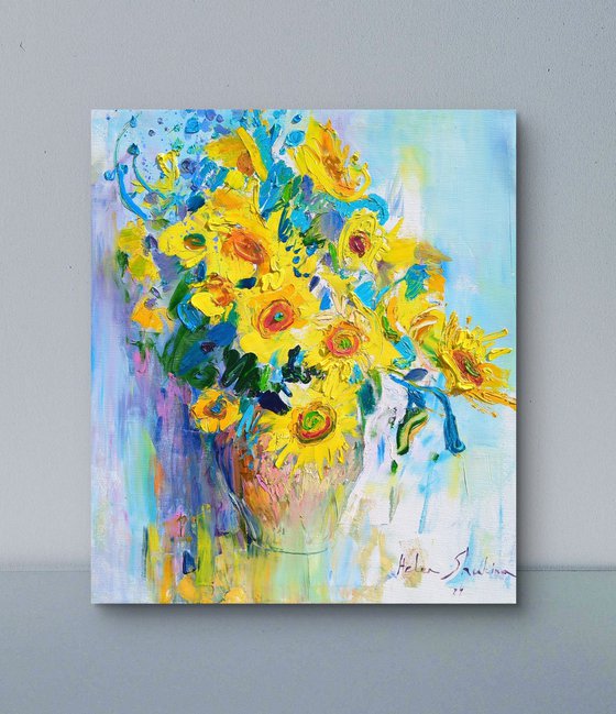 Sunflowers on white