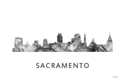 Sacramento California Skyline WB BW by Marlene Watson