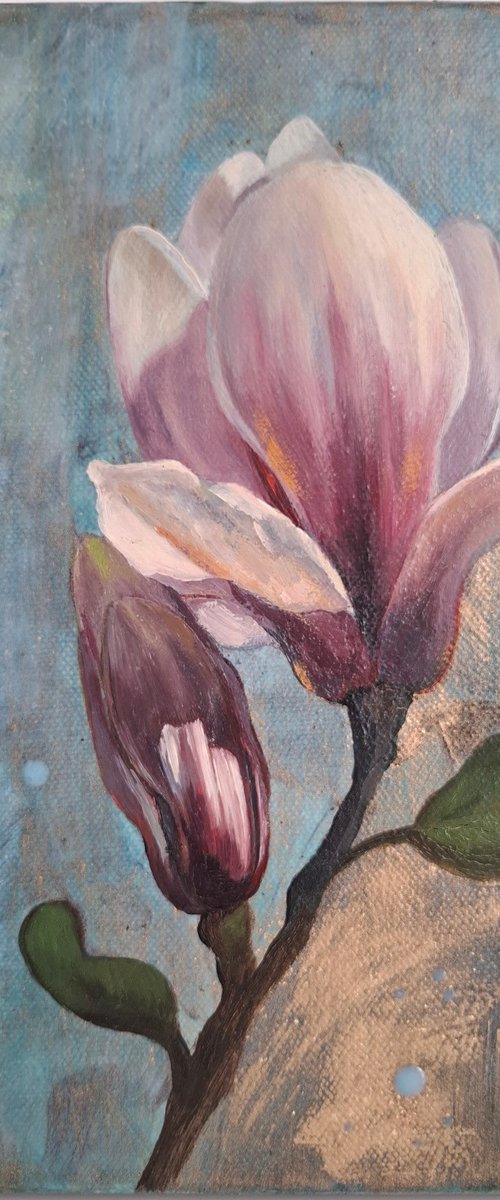 Painting on canvas "Magnolia" by Olena Kolotova