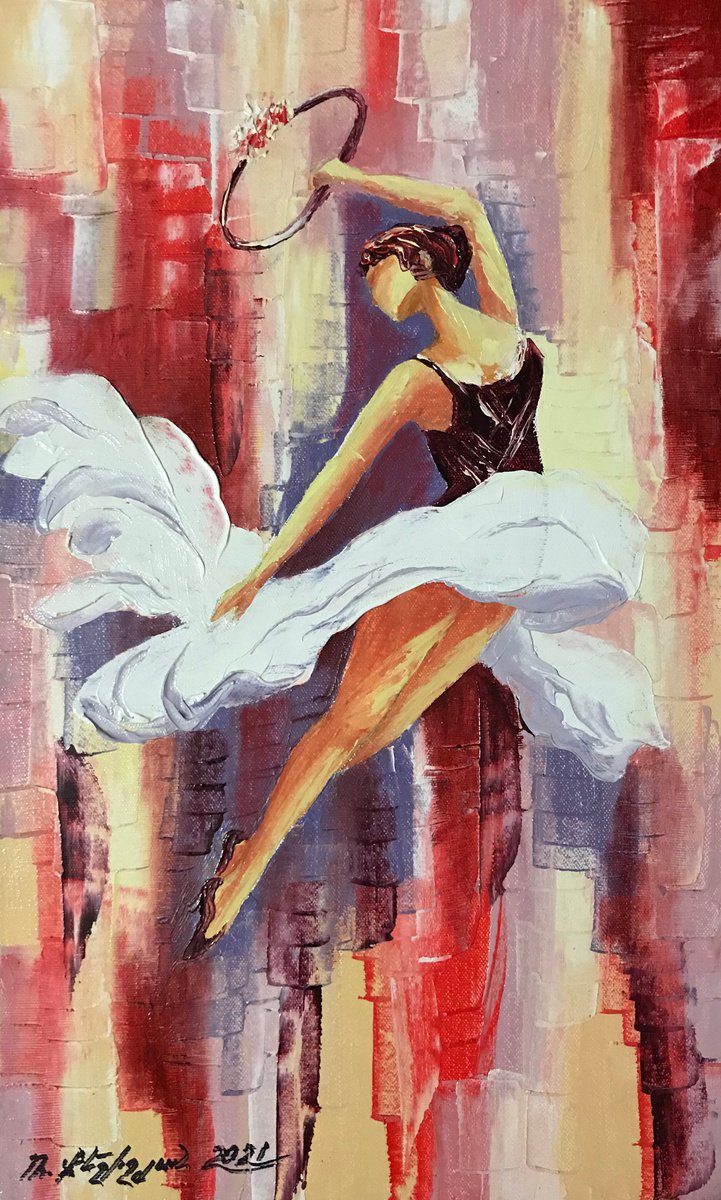 Ballerina 50x30cm, oil painting, ready to hang by Rafik Qeshishyan