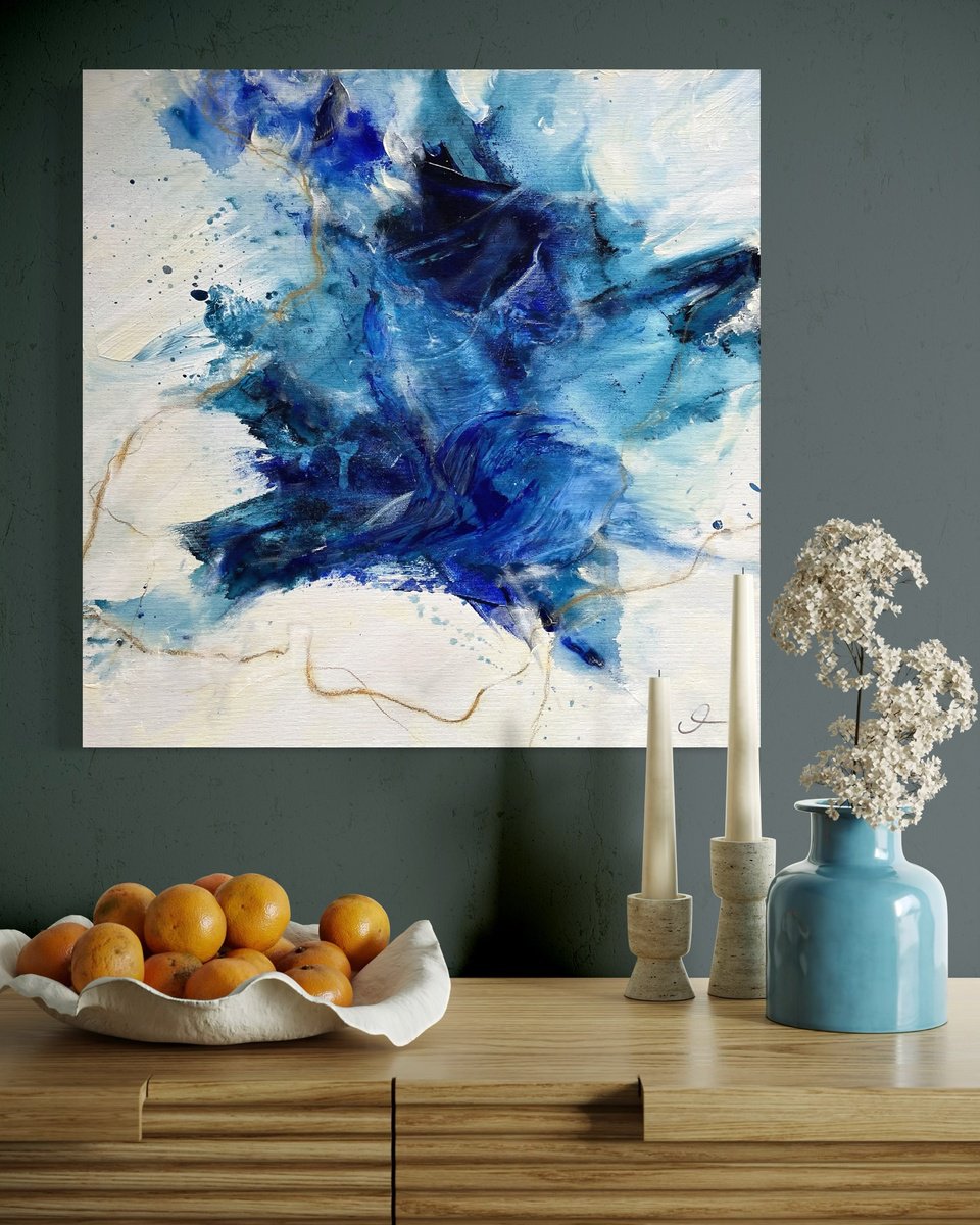 Impressionistic Abstract Acrylic Painting By Maria Bevilacqua-Fischer, 24 X 24", Sense Of Relief I, Original Artwork