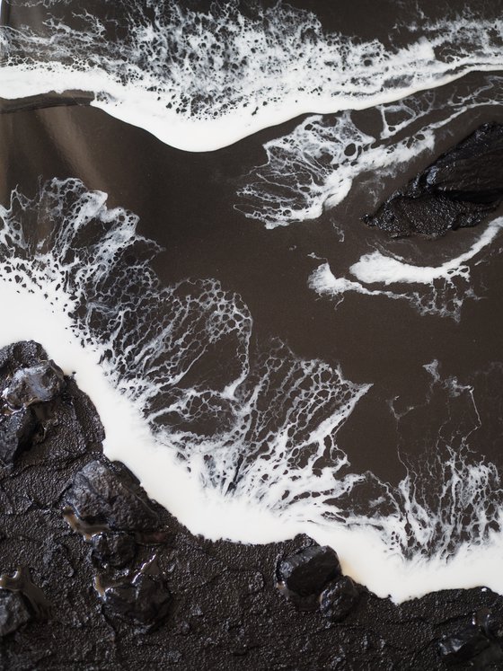 Dreams of Iceland - black and white original seascape 3d artwork