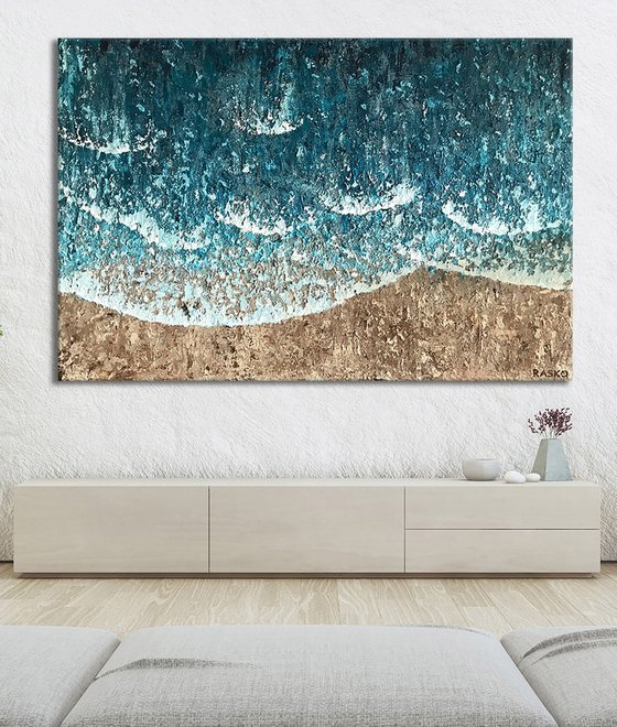 SHOW ME THE WAVES - XXL textured painting 150cm x 100cm