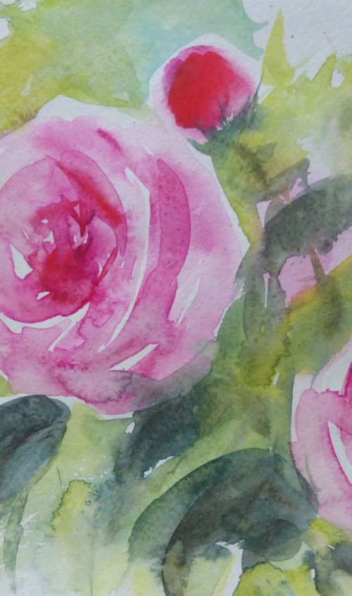 Floral fragrance, watercolor painting 30x21 cm by Nastasia Chertkova