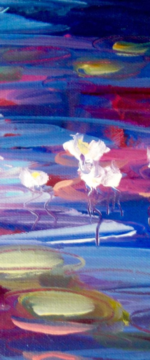 Waterlilies Navy by louise baker