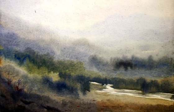 Beauty of Himalaya Landscape -Watercolor on Paper