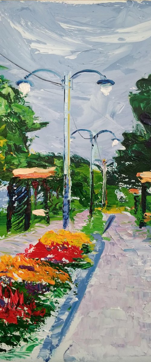 City park with flowers by Dmitry Fedorov