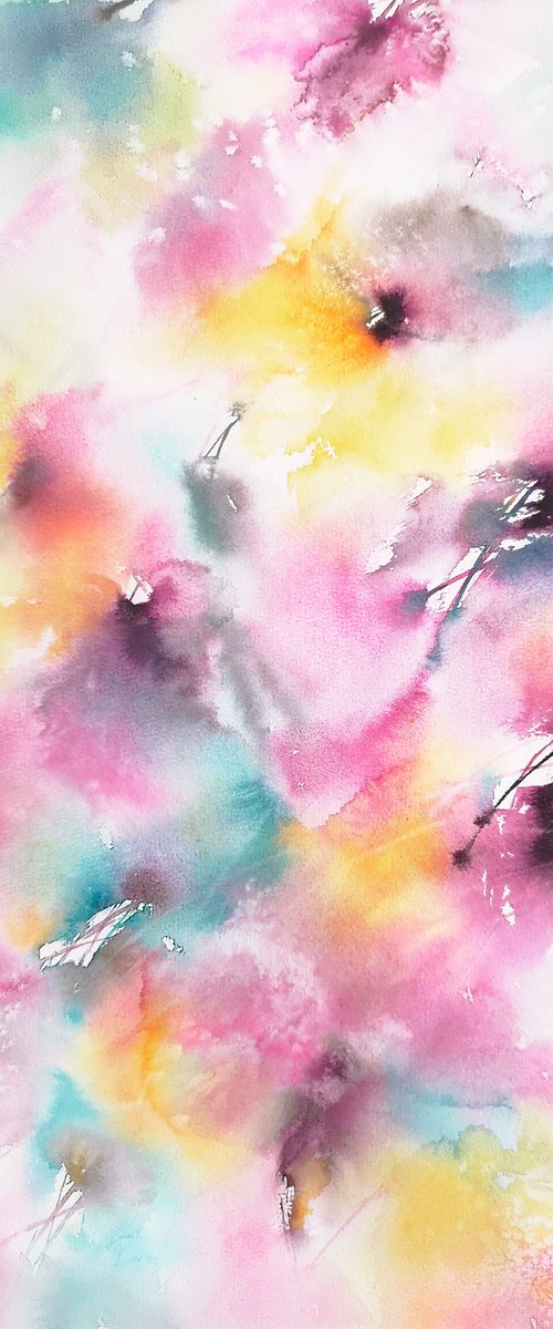 Abstract floral painting "Rainbow flowers" by Olga Grigo