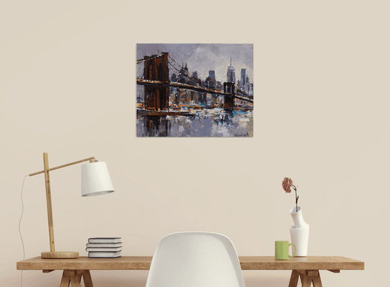 Brooklyn Bridge - New York City - Evening cityscape