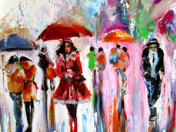 Rain, people and umbrellas II