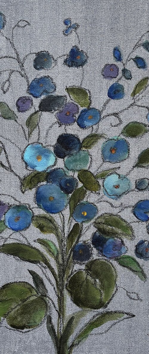 Blue Moody Floral by Silvia Vassileva