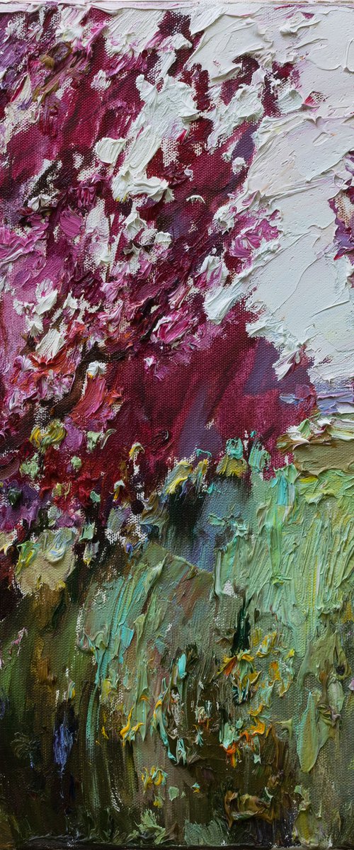 Flowering peach garden by Anastasiia Valiulina