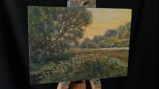 Sunset - summer landscape painting