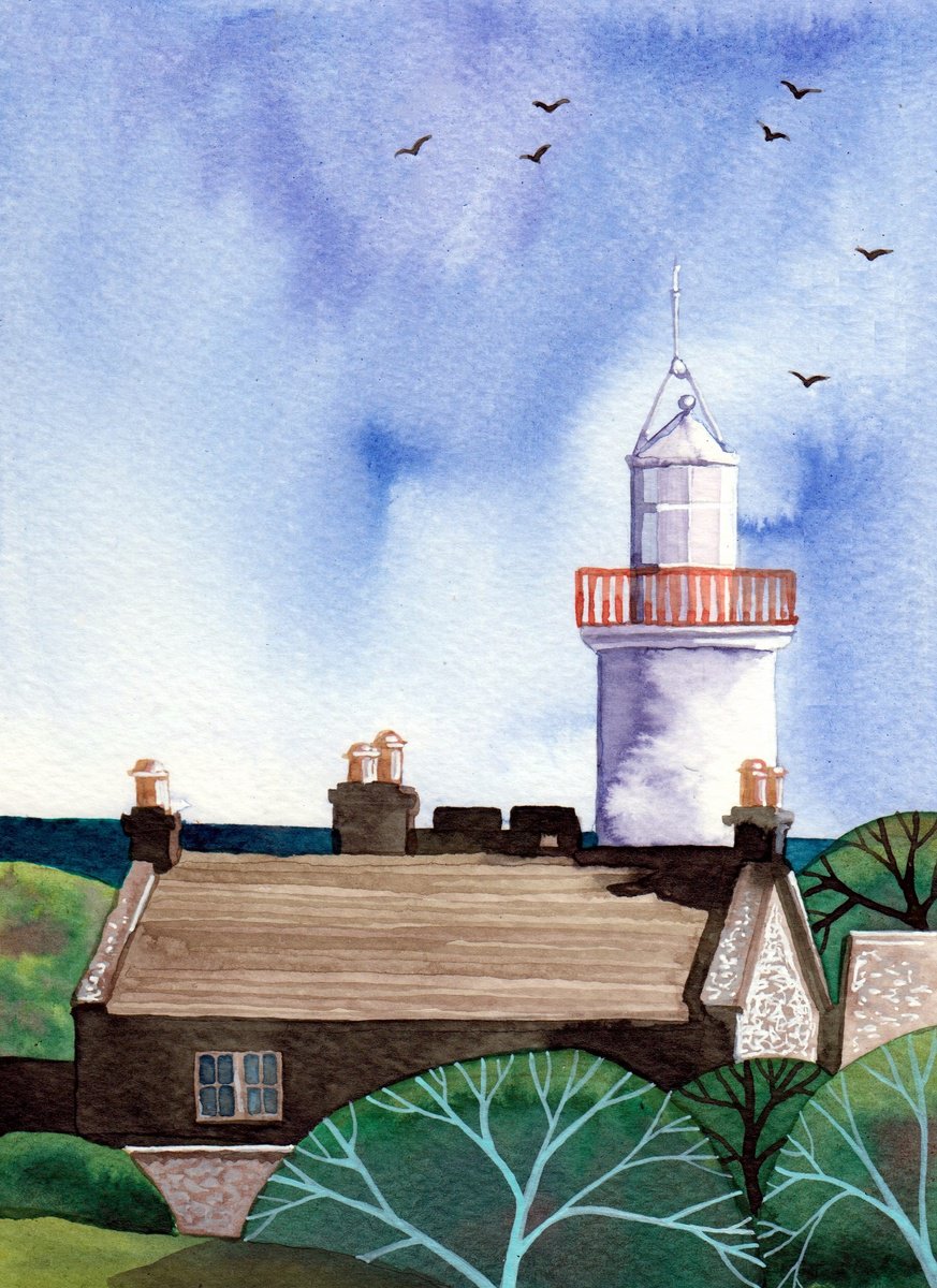 Illustrative Painting , Scattery Island Lighthouse By Terri Smith, 11 X 14, Artwork For Sale On Artfinder