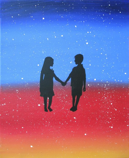 original romance abstract landscape anniversary "Star Struck" painting art canvas - 20 x 16 inches romance gifts for her by Stuart Wright