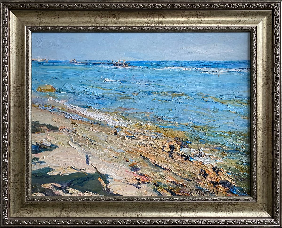 Impressionistic Landscape Oil Painting By Maxim Gladko, 26 X 20", Sea #2, Original Artwork