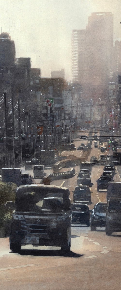 City Traffic in Backlight - Urban Landscape by Masato Watanabe