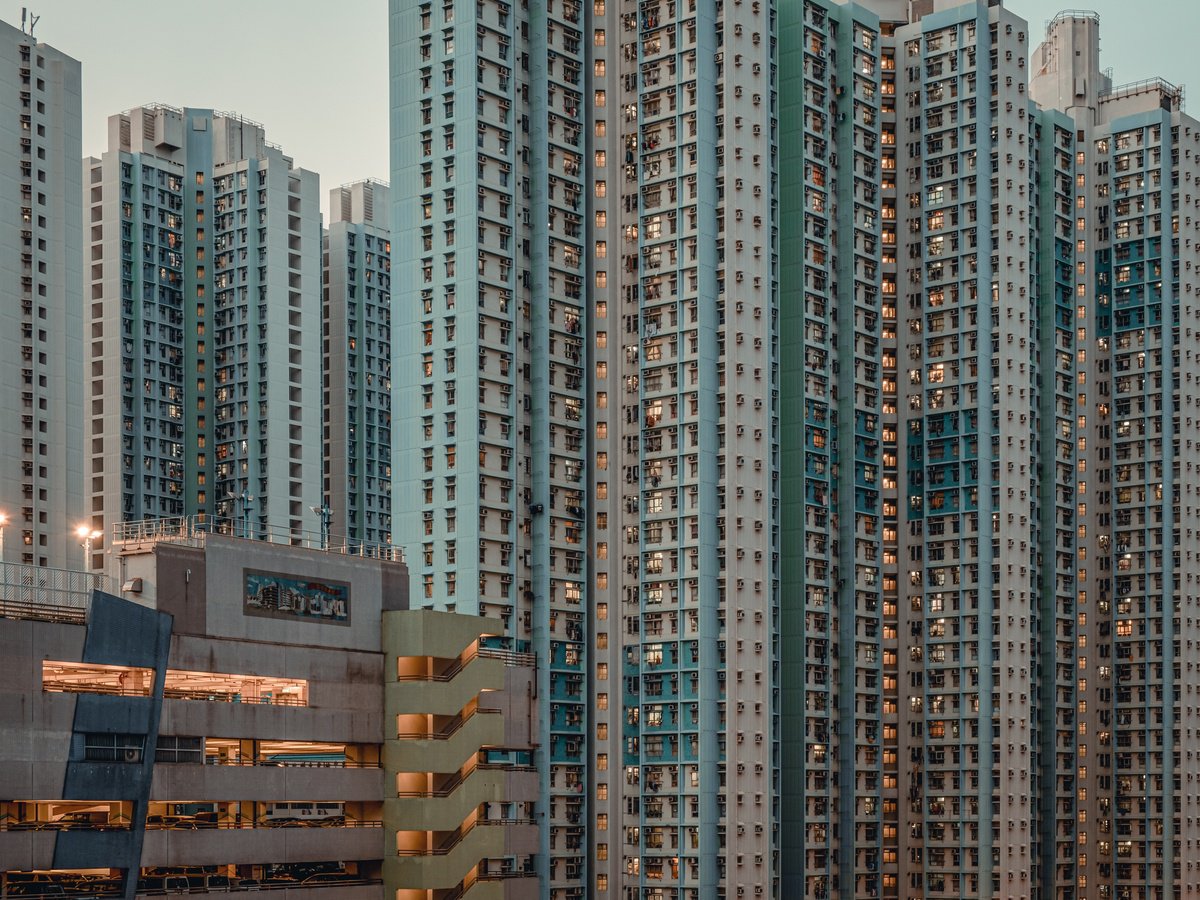 Abstract Cityscapes Photograph By Serge Horta, 40 X 30", Dormitory Town, Original Artwork