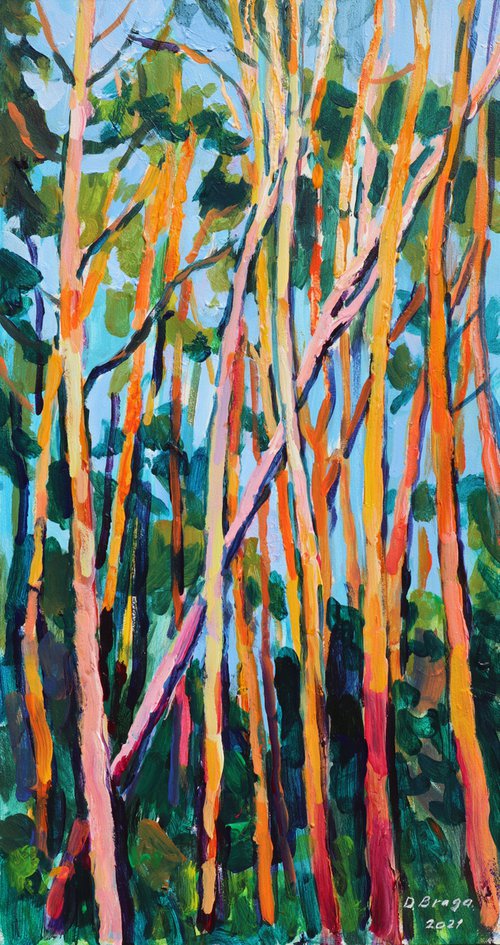 Pines, etude (plein air, original painting) by Dima Braga