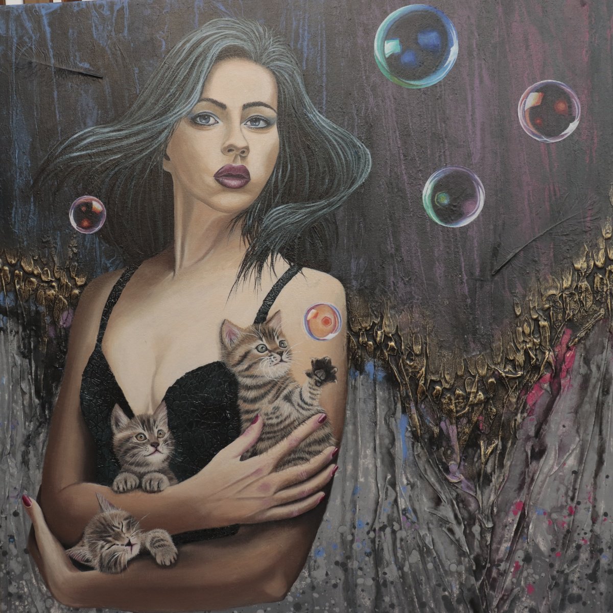 Impressionistic Portrait Acrylic Painting By Zuzana Murenji Domonkos, 31 X 31", Stella