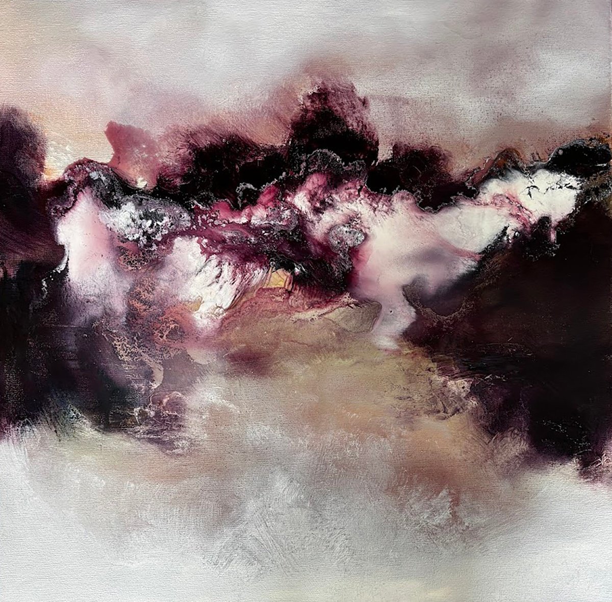 Organic Abstract Oil Painting By Julia Swaby, 20 X 20", Meditation, Original Artwork