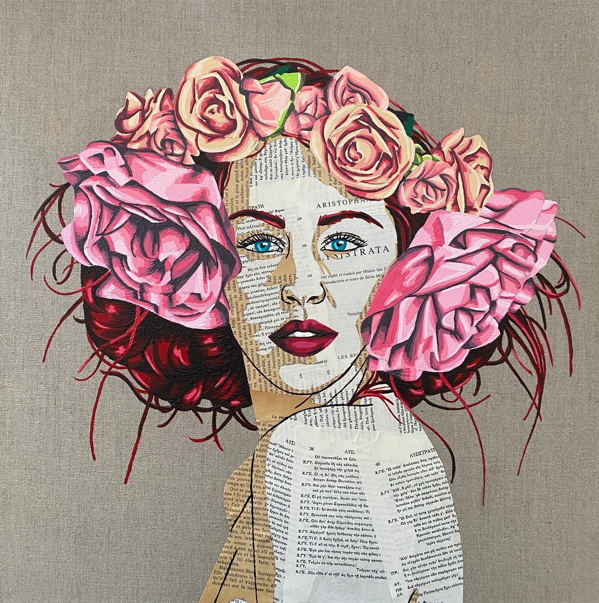 Portrait Painting By Annabelle Amory, 20 X 20, Natalia, Original Artwork