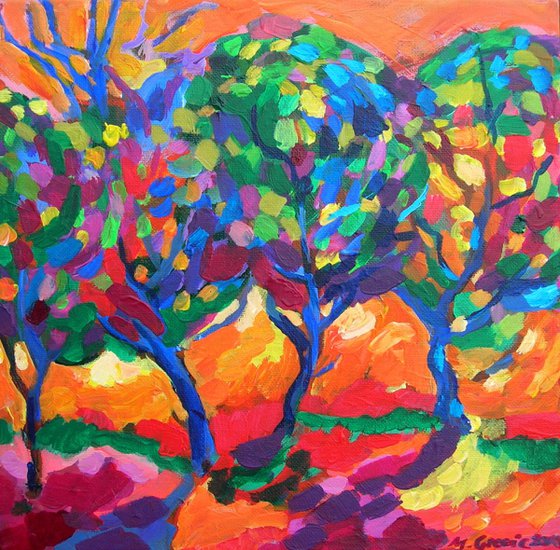 Colourful orchard