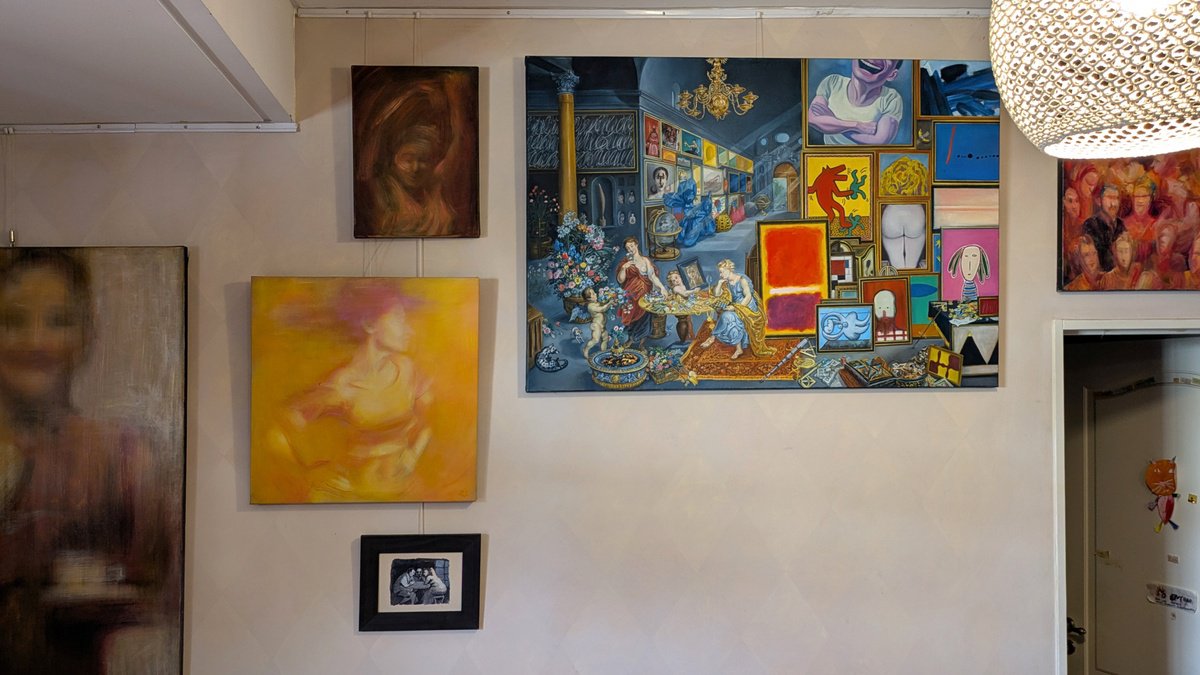 Expressive Portrait Oil Painting By Egle Colucci, 21 X 21, Dancer In Yellow, Original Artwork