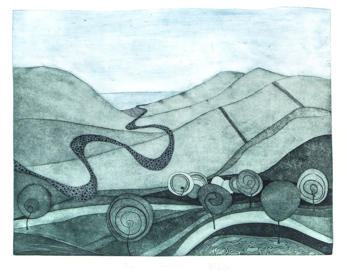 Heike Roesel Towards the Sea, fine art etching, edition of 20 in variation by Heike Roesel
