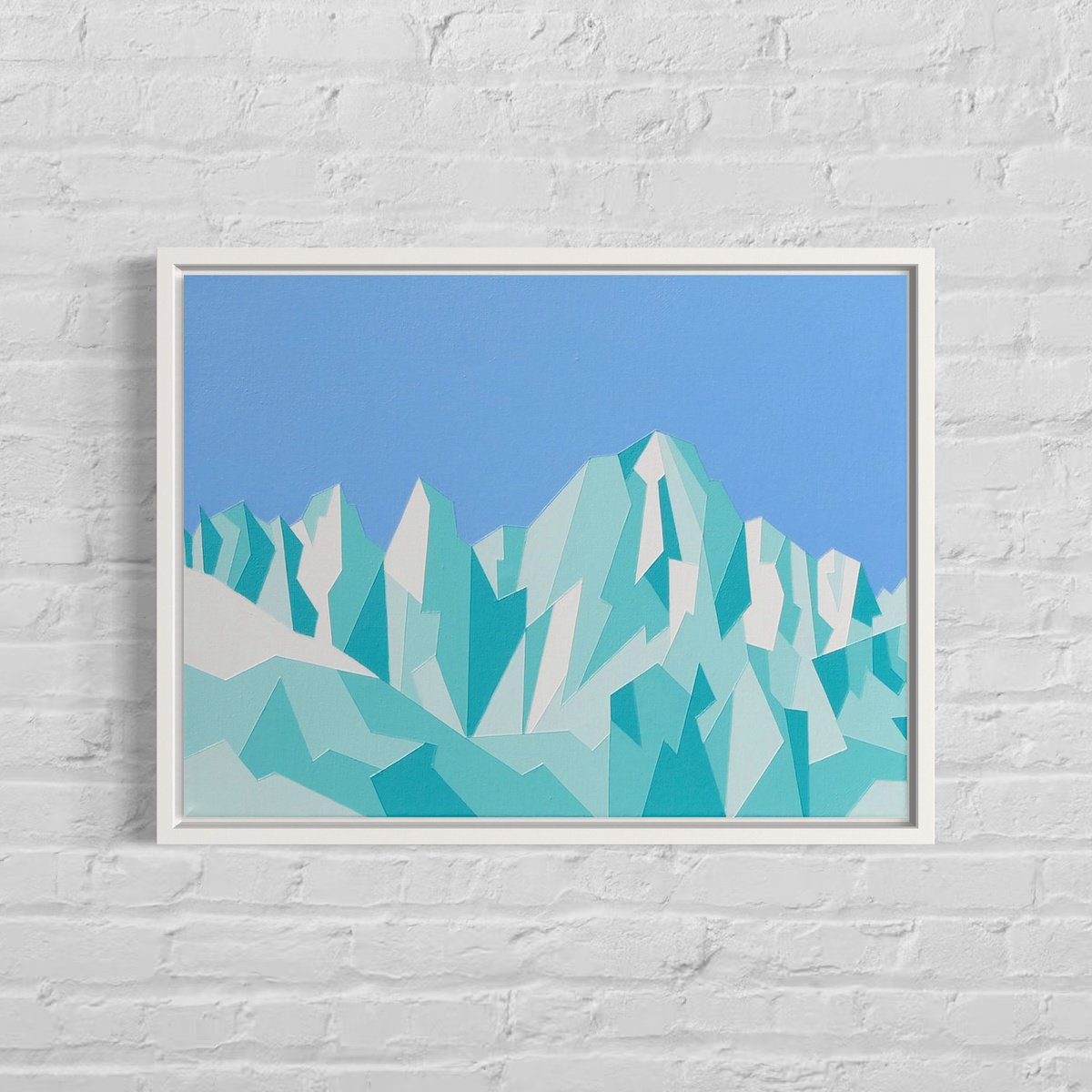 Geometric Landscape Acrylic Painting By Zoe Hattersley, 16 X 12", Mount Whitney, Original Artwork