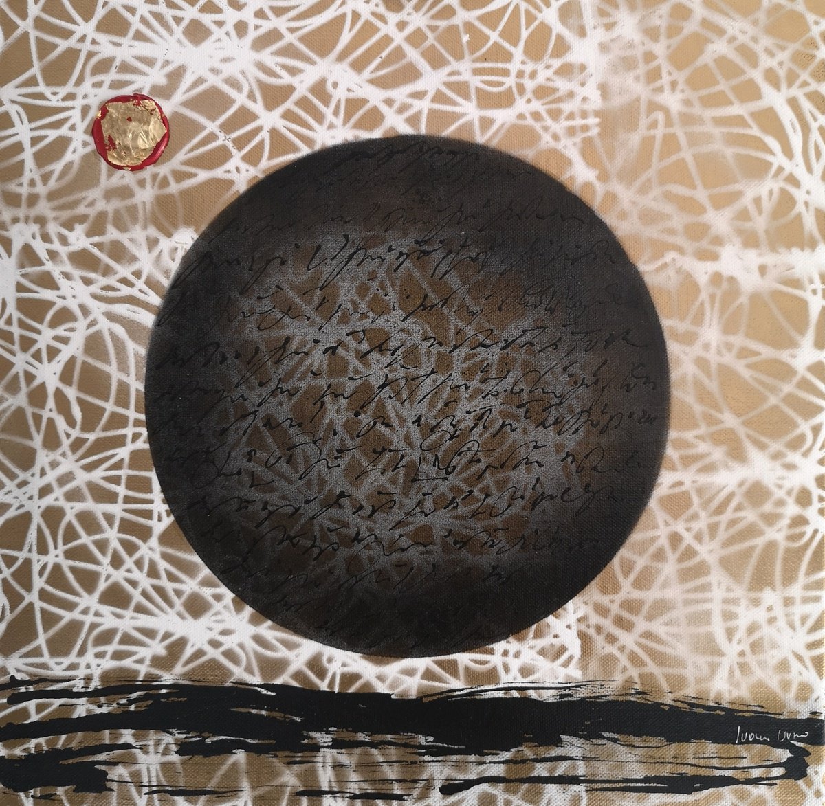 Abstract Acrylic Painting By Ivana Urso, 16 X 16, Mysterious Sphere Ii, Original Artwork