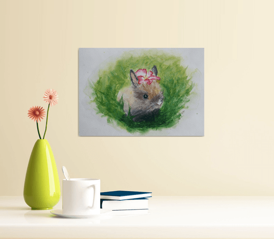 Baby Bunny  - Animal portrait /  ORIGINAL PAINTING