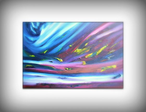 Flames retouching - 60x40 cm, Original abstract painting, oil on canvas