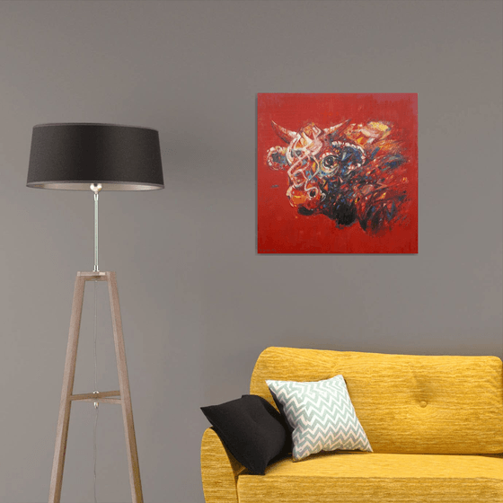 Red bull (70x70cm oil/canvas)
