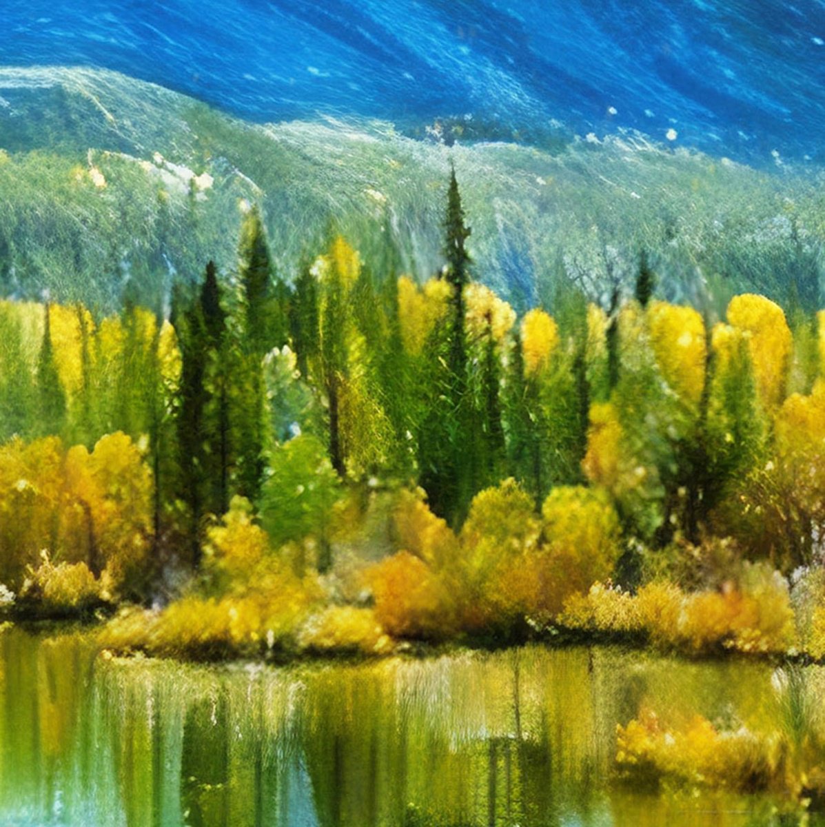 Impressionistic Landscape Photograph By Robin Clarke, 16 X 13", Vermilion Lakes Banff, Original Artwork