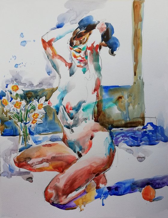 Nude with Daffodils