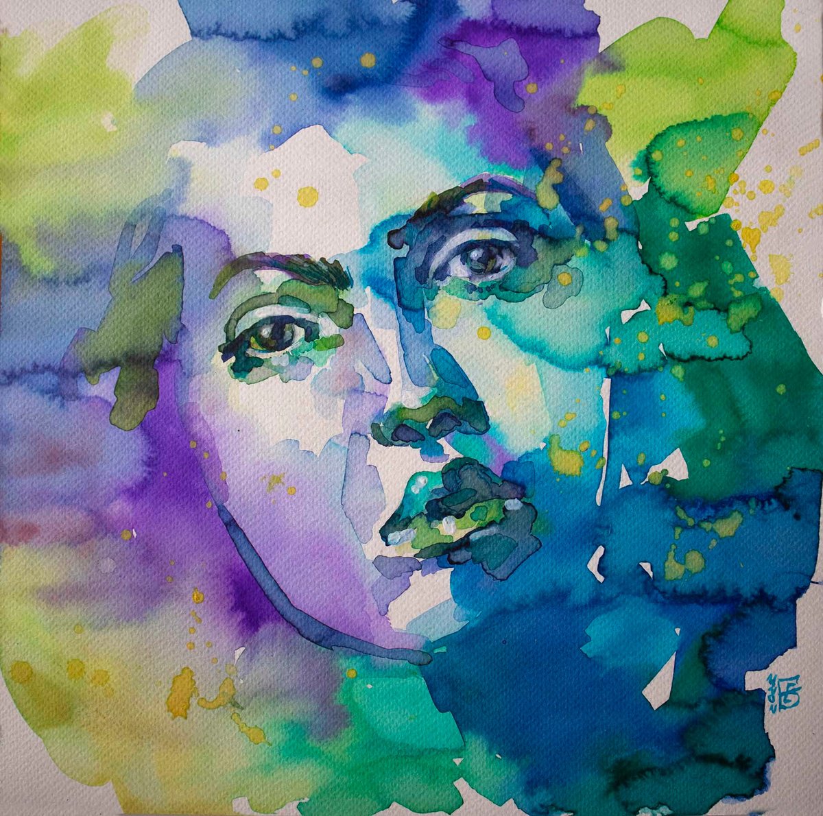 Impressionistic Portrait Watercolour By Kateryna Bortsova, 12 X 12", Watercolour Painting Portrait, Original Artwork