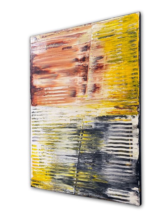 "The Usual Suspects" - FREE USA SHIPPING - Original PMS Abstract Triptych Acrylic Paintings On Canvas and Wood, Framed - 66" x 26"