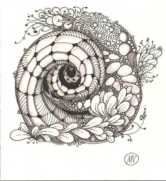 Zentangle #5 grafic artwork. - Original drawing.