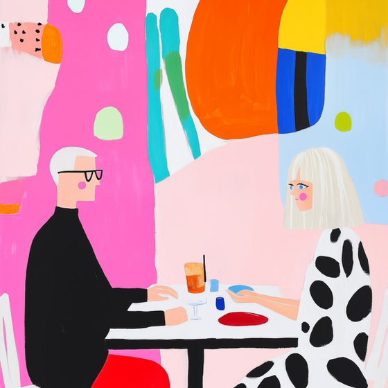 Colorful Café Encounter