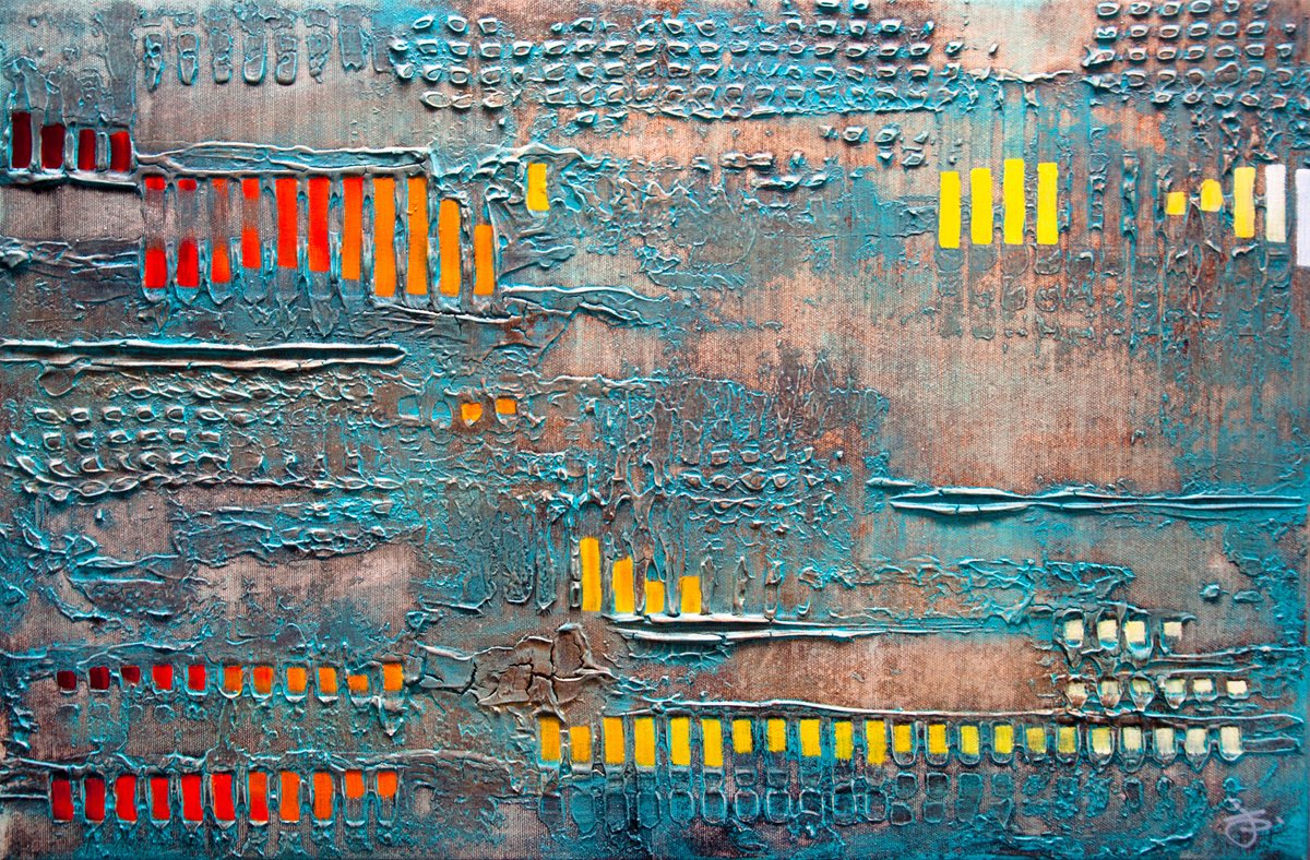 Organic Abstract Acrylic Painting By Jakub Jecminek, 24 X 16, Frequency 6532, Original Artwork