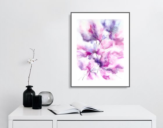 Abstract flowers in pink violet colors