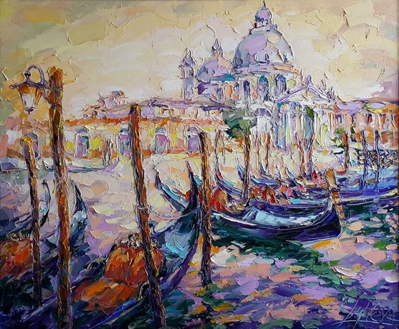 Venice - original large oil cityscape, italy landscape