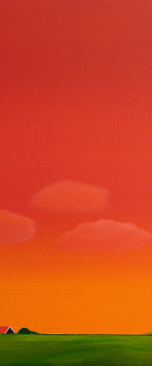 Glowing evening in my polder (May) by Nelly van Nieuwenhuijzen