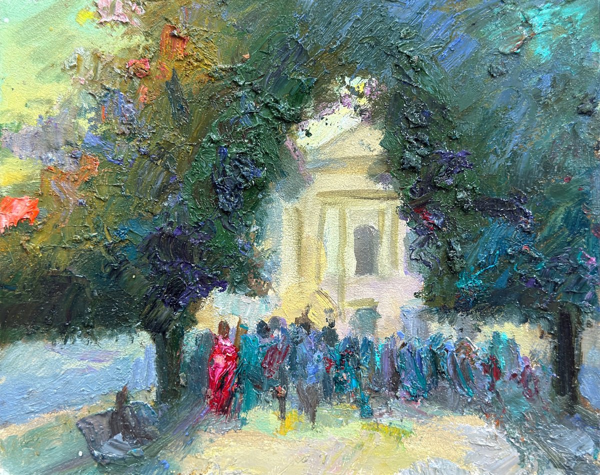 Impressionistic Cityscapes Oil Painting By Igor Galan, 10 X 8, Lviv Opera In Light, Original Artwork