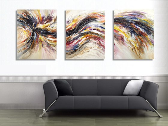 Triptych: Black And White Wave 1